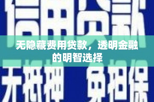 冀州无隐藏费用贷款，透明金融的明智选择