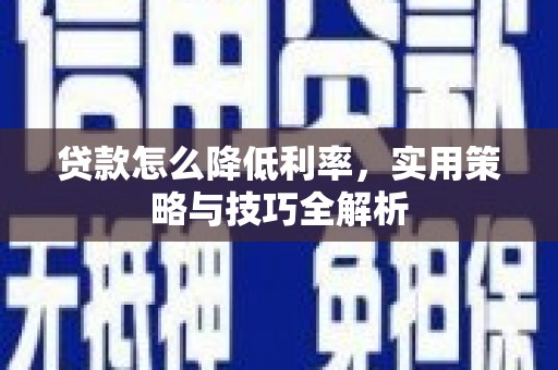冀州贷款怎么降低利率，实用策略与技巧全解析