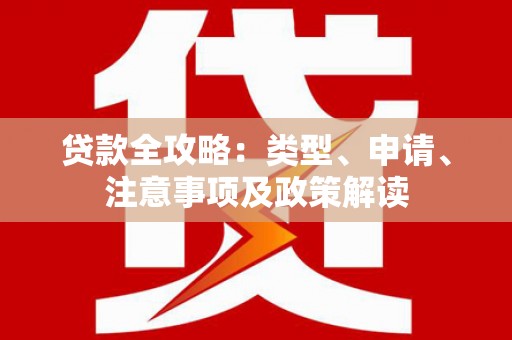 冀州贷款全攻略：类型、申请、注意事项及政策解读